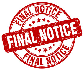 final notice red grunge round vintage rubber stamp