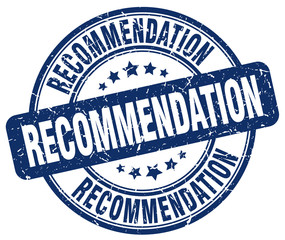 recommendation blue grunge stamp