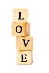 love on wooden cubes