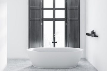 Fototapeta na wymiar White bathroom with tub and window