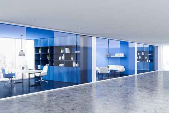 Blue Office Lobby And Lounge