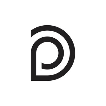 letters pd simple circle line logo