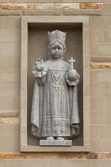 Statue of the Infant of Prague outside the Ave Maria Catholic Church in Ave Maria, Florida