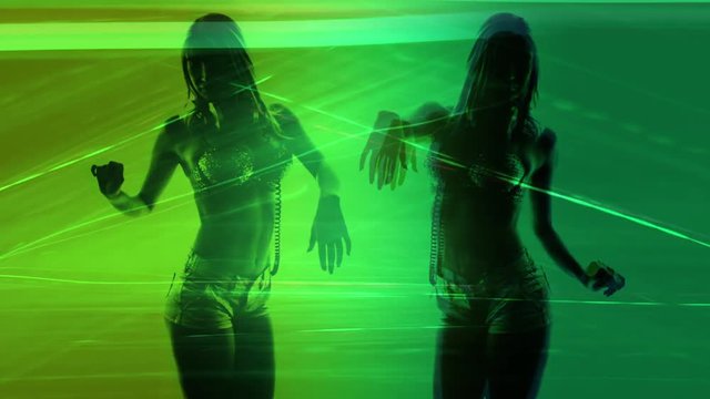 woman dancers shadow disco party people