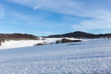 Fototapeta na wymiar Snowy north Bohemia Landscape, Jizerske Mountains, Czech Republic