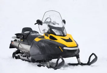 Fotobehang New stylish snowmobile parked outdoors. Winter recreation © New Africa