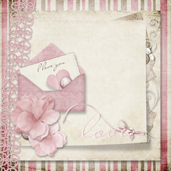 Valentine card on vintage shabby background