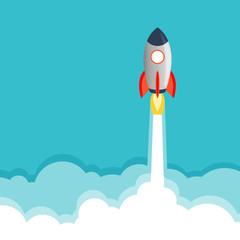 Rocket Paper Art Vector and illustration flying rocket.Space travel to the moon.Space rocket launch.Project start up rocket Solar System and text space