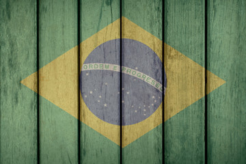 Brazil Politics News Concept: Brazilian Flag Wooden Fence