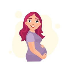 Illustration of a cute pregnant girl.