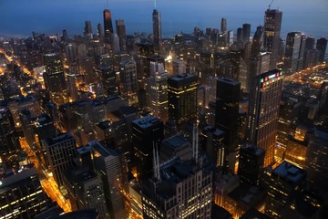 Night time Chicago skyline