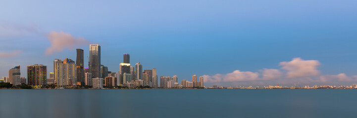 Panoramic cityscape of the Miami skyline from Miami, Florida
