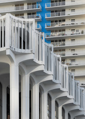 Colonnade Plaza in front of condominium building in downtown Miami, Florida