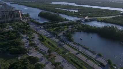 Aerial Atlantic view Hollywood beach Park Fort Lauderdale 