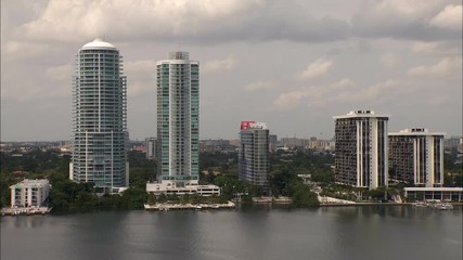 Aerial view of Miami Waterfront condominiums Florida 