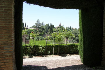 In the architectural and Park complex of Alhambra in Granada