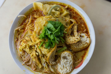 delicious and famous Sarawak Laksa Noodle Soup.