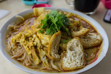delicious and famous Sarawak Laksa Noodle Soup.