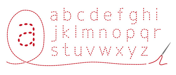 和風刺繍　アルファベット（小文字）並縫い