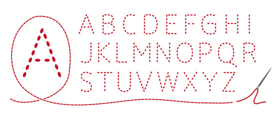 和風刺繍　アルファベット（大文字）並縫い	