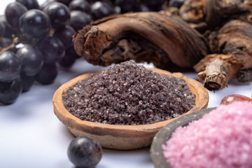 Spa treatment and skin care with Malvasia vulcanic grape aromatic sea salt