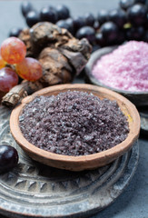 Spa treatment and skin care with Malvasia vulcanic grape aromatic sea salt