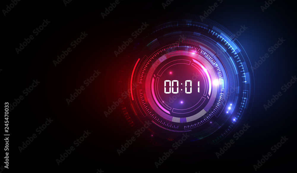 Poster abstract futuristic technology background with digital number timer concept and countdown, vector tr