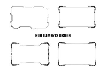 set of technology hud elements design isolated on white background