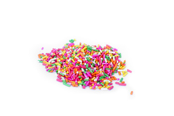 colorful sprinkles for bakery isolated on white background