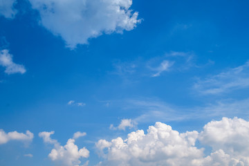 Blue sky with white clouds, clear blue sky with plain white cloud with space for text background