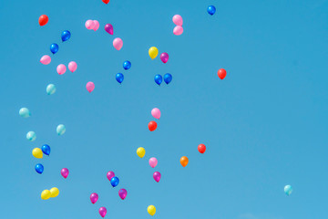 Rubber balloon with blue sky