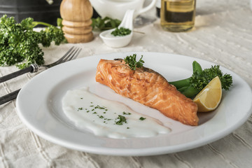 Salmon fish fillet grilled steak