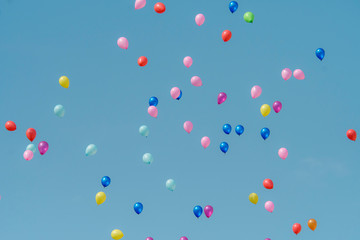 Rubber balloon with blue sky