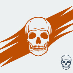 Skull head vector illustration scary spooky bones