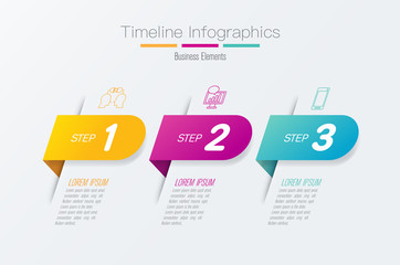 Fototapeta premium Timeline infographics design vector and business icons with 3 options.
