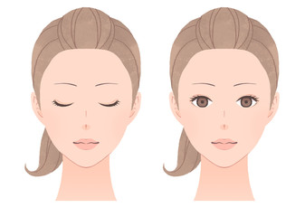 女性の顔のセット