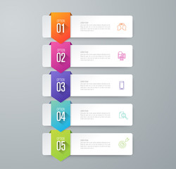 Infographics design vector and business icons with 5 options.