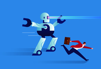 Businessman running with robot