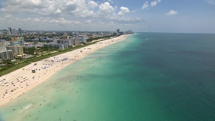 Aerial view South Beach Art Deco hotels Miami