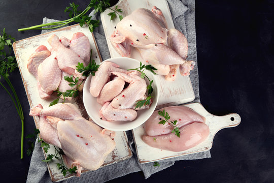 Different types of chicken meat
