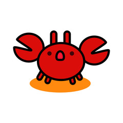 Crab cartoon illustration isolated on white background for children color book