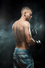 Fototapeta na wymiar MMA Fighter Preparing Bandages For Training.