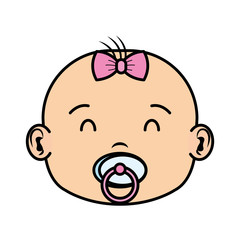 cute and little girl baby head character