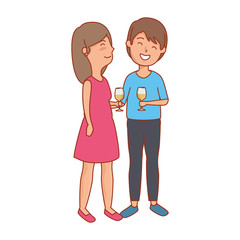 couple lovers with wine cups