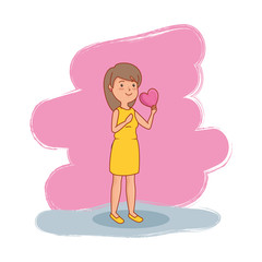 beautiful and young woman with heart