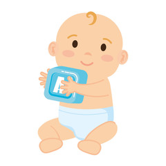 little baby with alphabet block toy