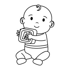 little baby with alphabet block toy