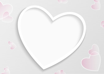 Striped Valentine Background with Hearts in Pink and White Soft Tones - Illustration, Vector