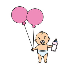 cute and little boy baby with balloons helium