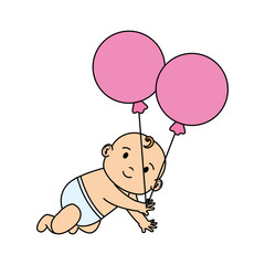 cute and little boy baby with balloons helium